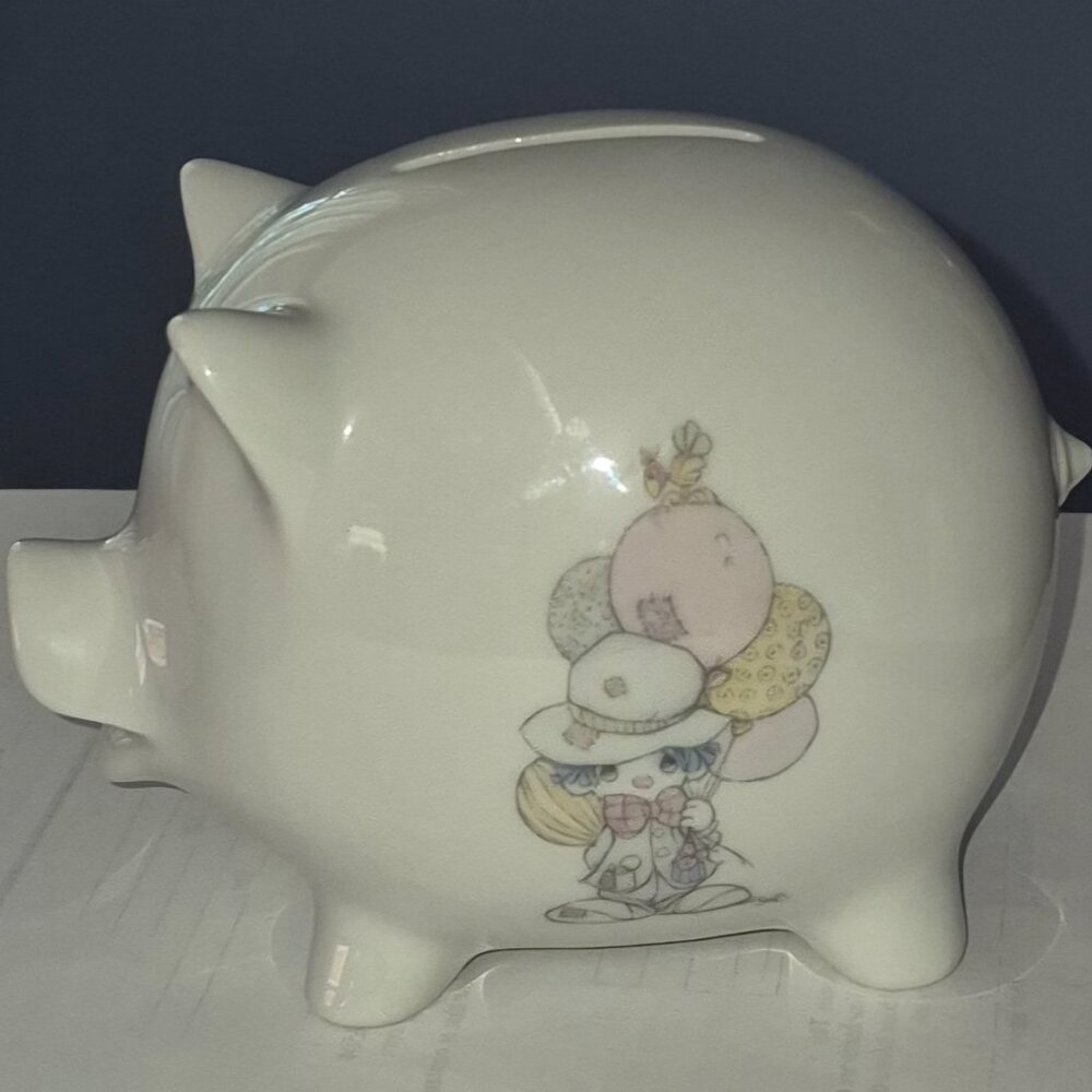 Vintage 1985 Enesco Precious Moments Piggy Bank w/Clown & Balloons Excellent!!
